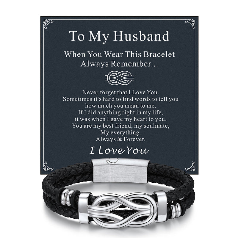 Customized Infinity Love Knot Leather Bracelet for