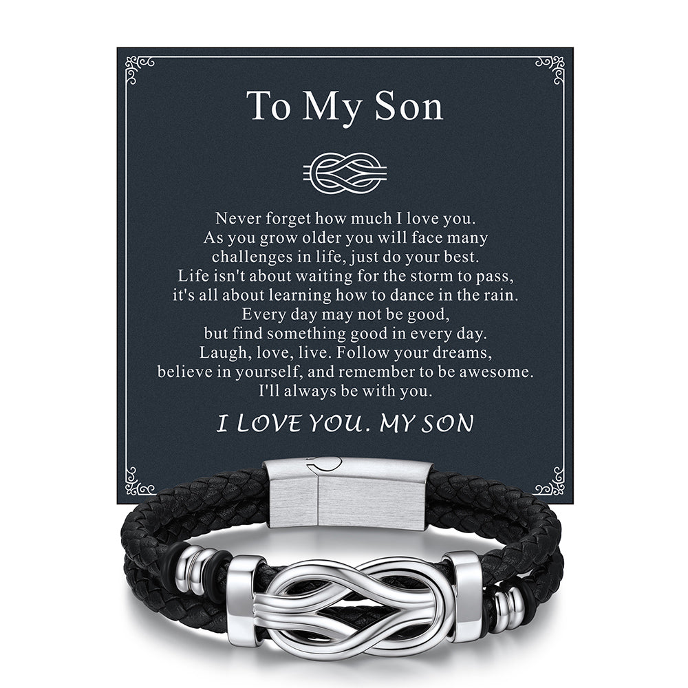 Customized Infinity Love Knot Leather Bracelet for