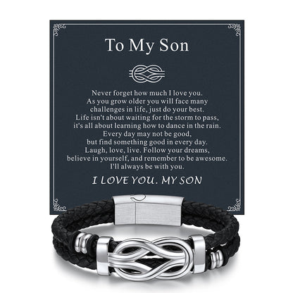 Customized Infinity Love Knot Leather Bracelet for
