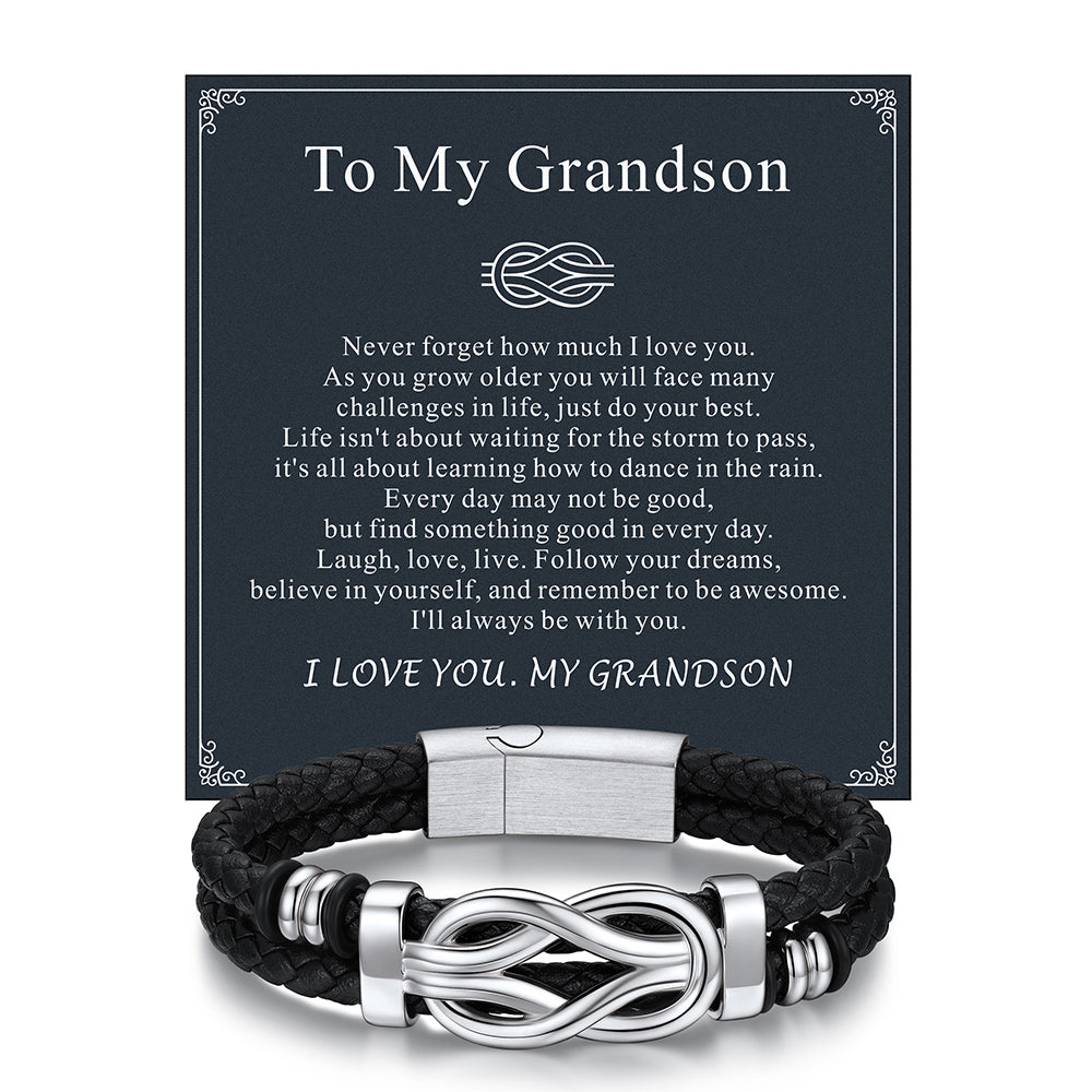 Customized Infinity Love Knot Leather Bracelet for