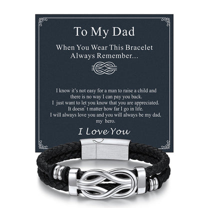 Customized Infinity Love Knot Leather Bracelet for