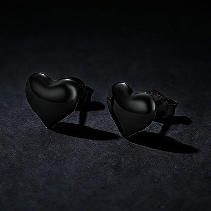 Sterling Silver Chunky Puffy Heart Stud Earrings for
