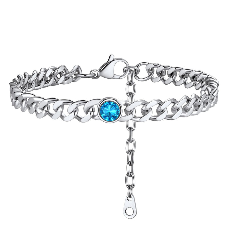 Personalized Birthstone Cuban Link Anklet for