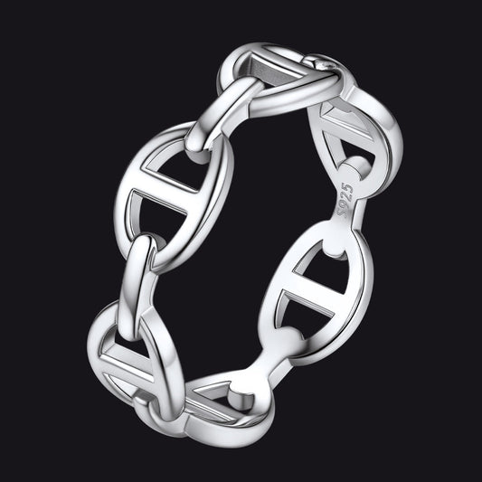 Sterling Silver Mariner Chain Link Ring for