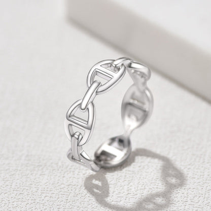 Sterling Silver Mariner Chain Link Ring for