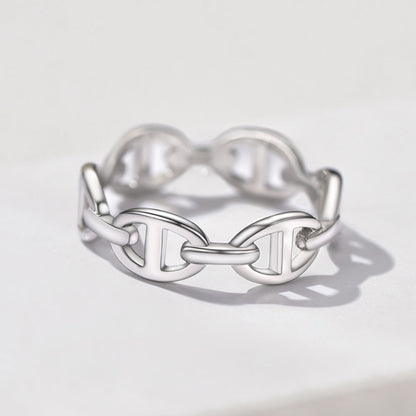 Sterling Silver Mariner Chain Link Ring for