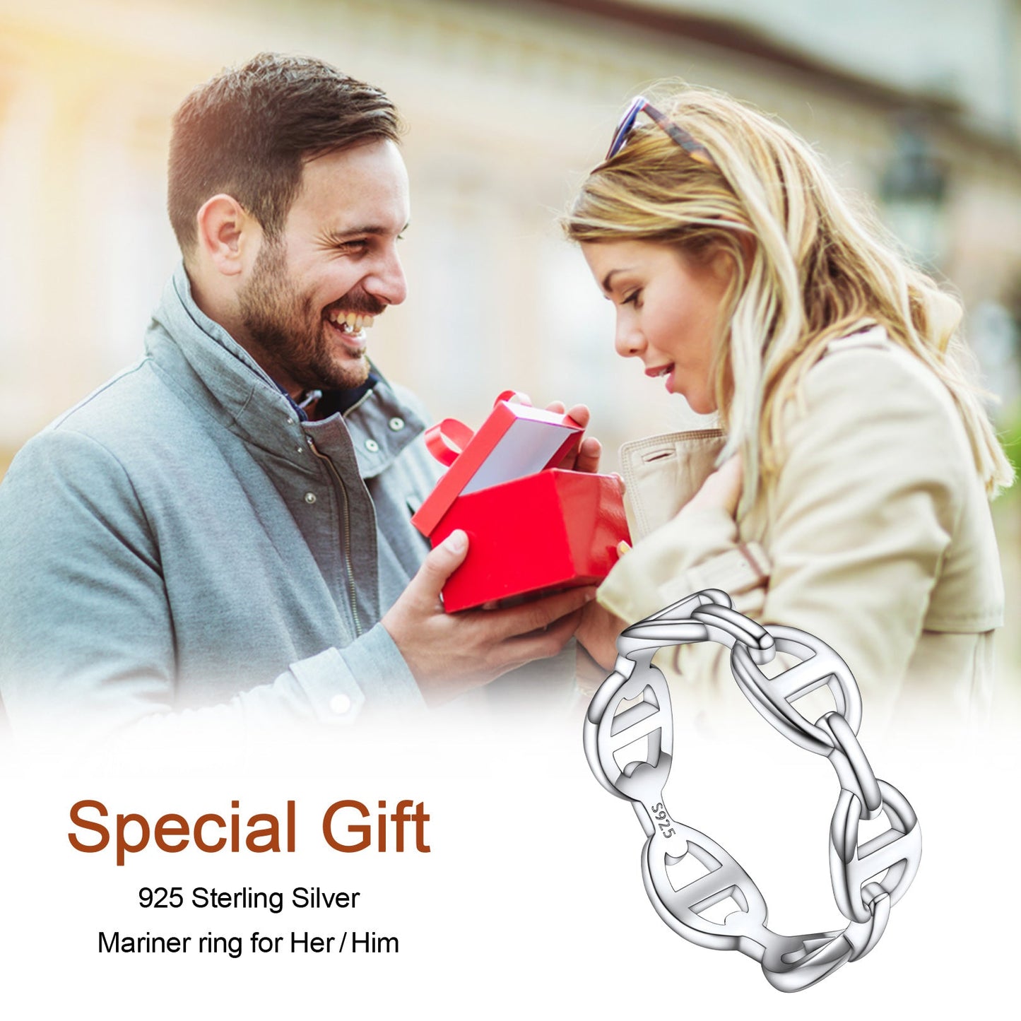 Sterling Silver Mariner Chain Link Ring for