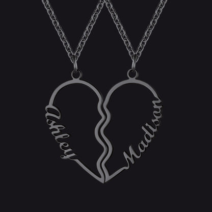 Custom Name Matching Heart Couple Necklaces Gift for Couple Mom Daughter