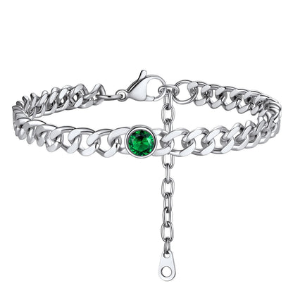 Personalized Birthstone Cuban Link Anklet for