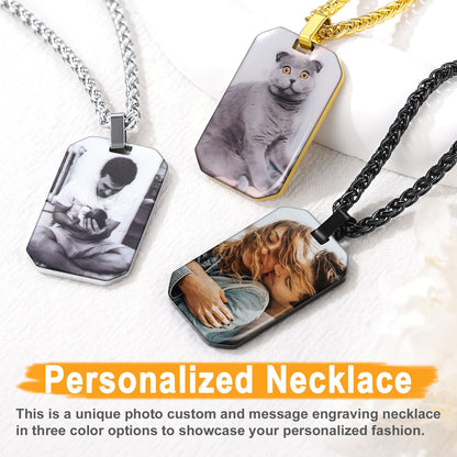 Customized Memory Picture Photo Dog Tag Necklace for