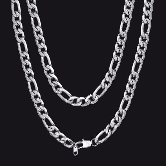 Figaro Curb Chain Link Necklace, 6/7.5/10 Mm Width