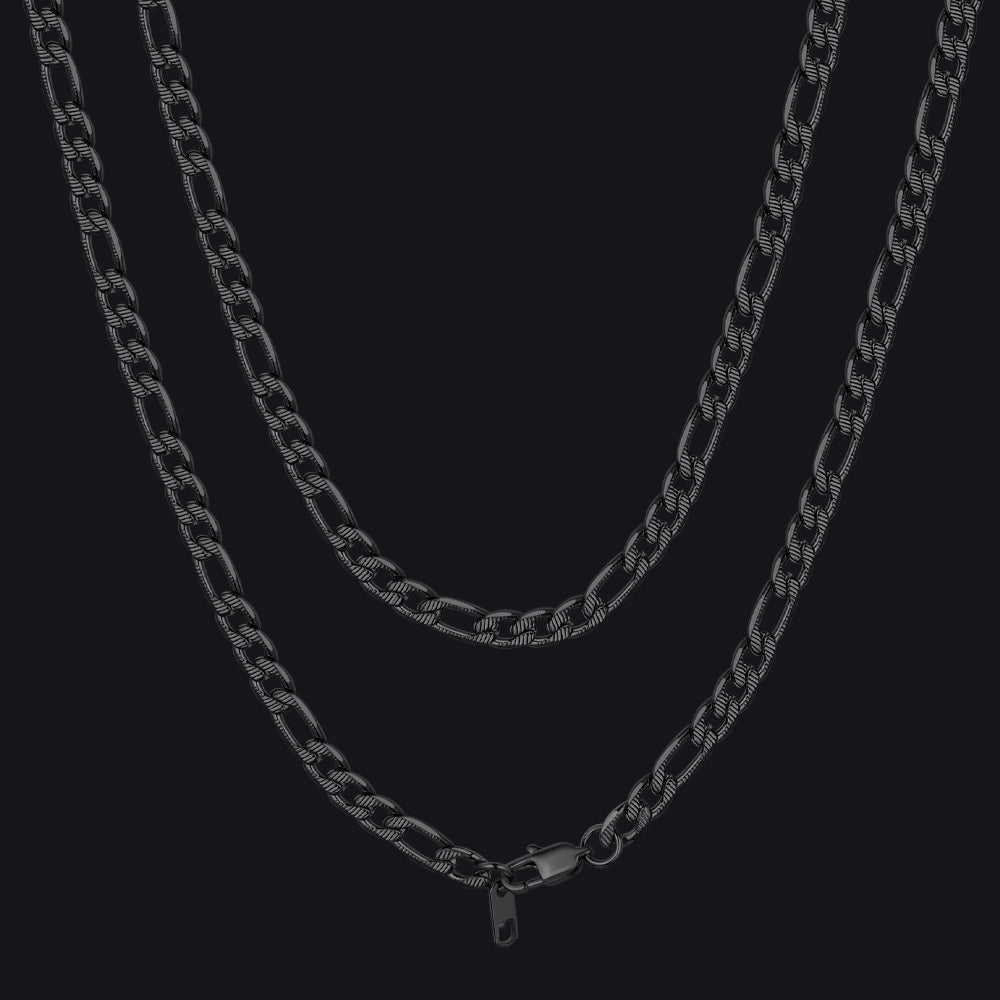 Figaro Curb Chain Link Necklace, 6/7.5/10 Mm Width