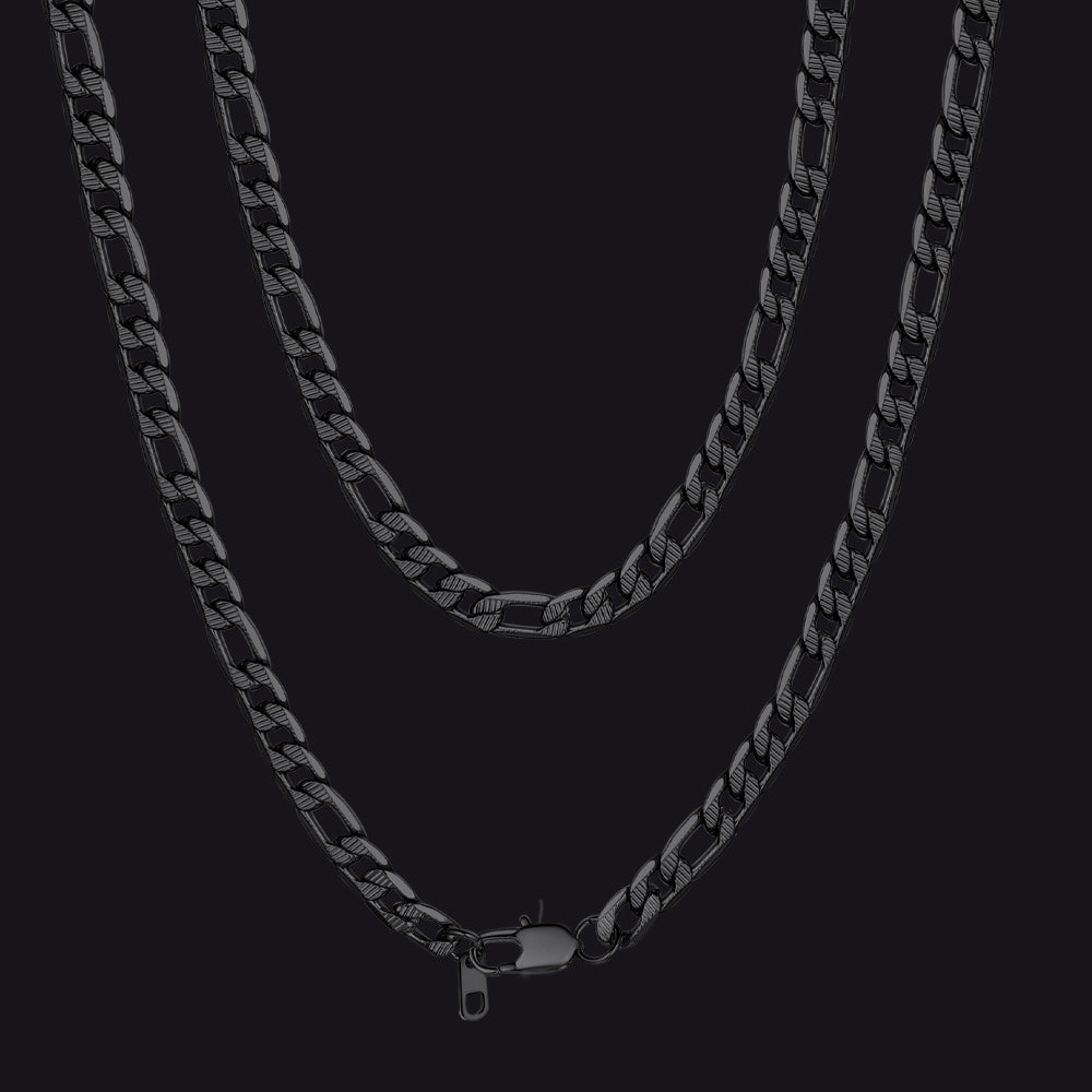 Figaro Curb Chain Link Necklace, 6/7.5/10 Mm Width