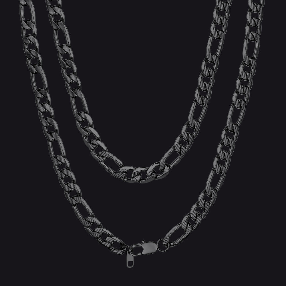 Figaro Curb Chain Link Necklace, 6/7.5/10 Mm Width