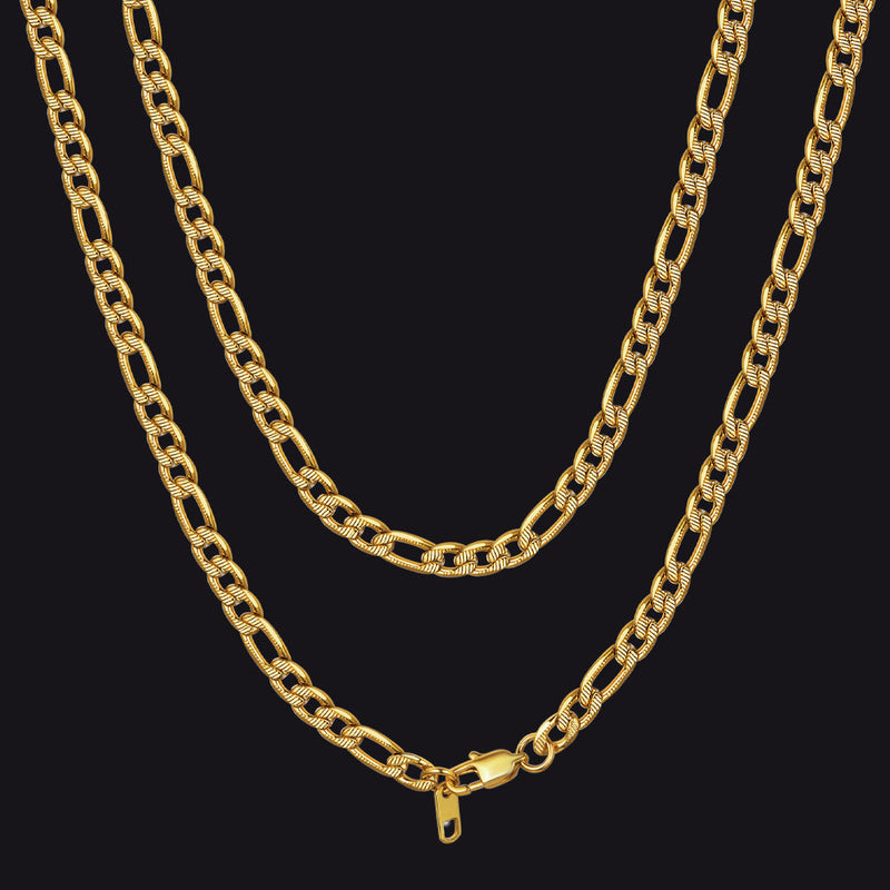 Figaro Curb Chain Link Necklace, 6/7.5/10 Mm Width