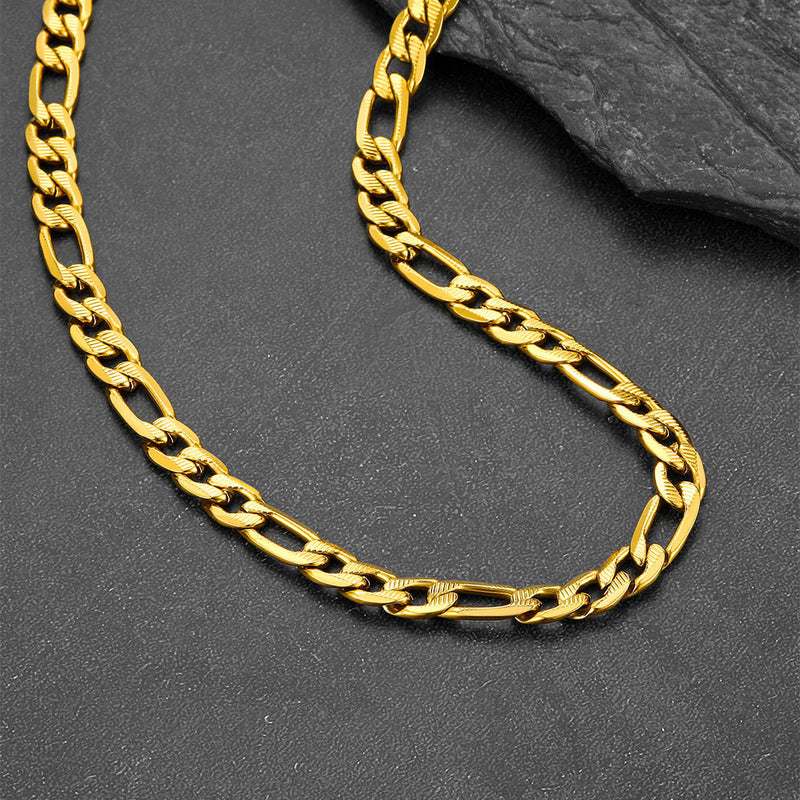 Figaro Curb Chain Link Necklace, 6/7.5/10 Mm Width