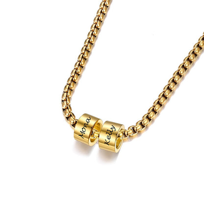 Customized Engraved Name Beads Chain Necklace for