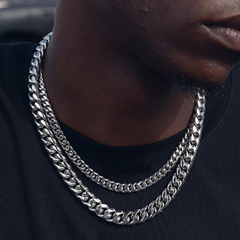 10mm Chunky Heavy Cuban Link Chain & Bracelet Set for