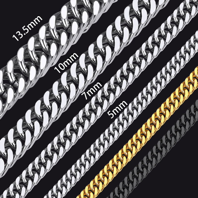 Miami Cuban Link Chain Necklace With Gift Crad for Him