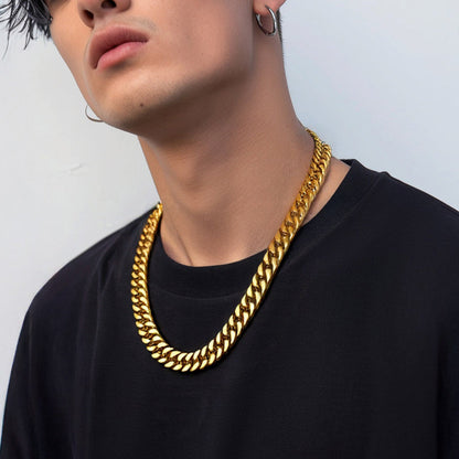 Miami Cuban Link Chain Necklace With Gift Crad for Him