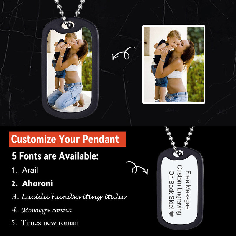 Personalized Military Army Photo Dog Tag Necklace With Picture for