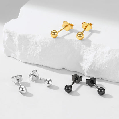 S925 Silver Minimalist Ball Stud Earrings for