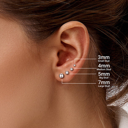 S925 Silver Minimalist Ball Stud Earrings for