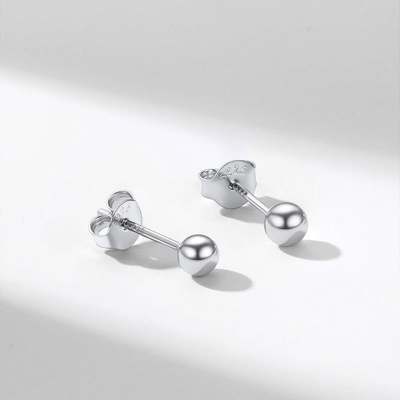 S925 Silver Minimalist Ball Stud Earrings for