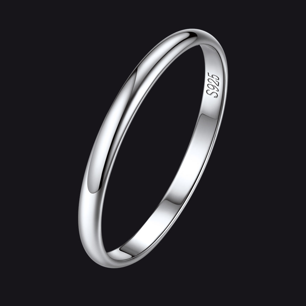 Sterling Silver Minimalist Band Ring for Couple