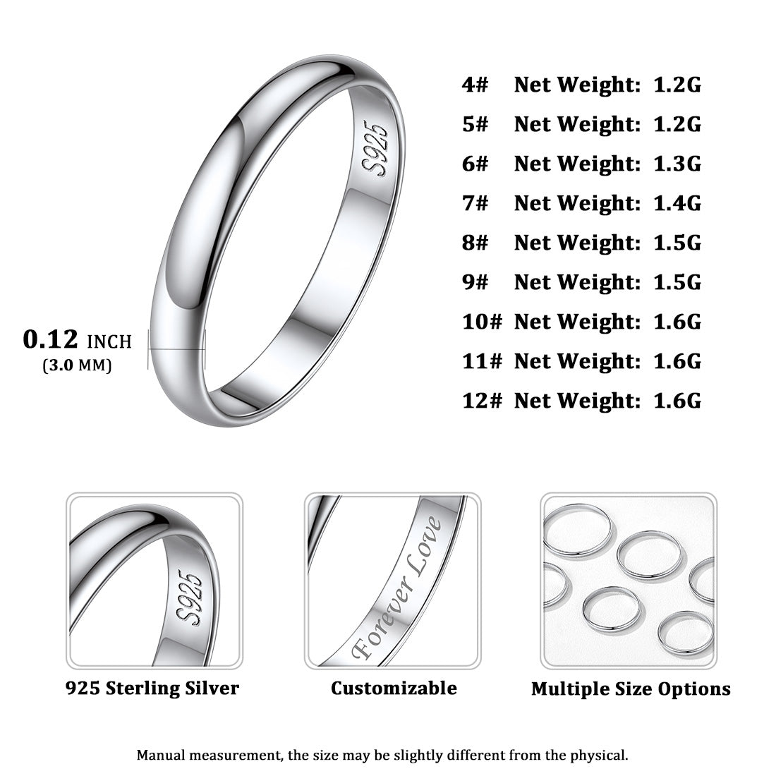 Sterling Silver Minimalist Band Ring for Couple