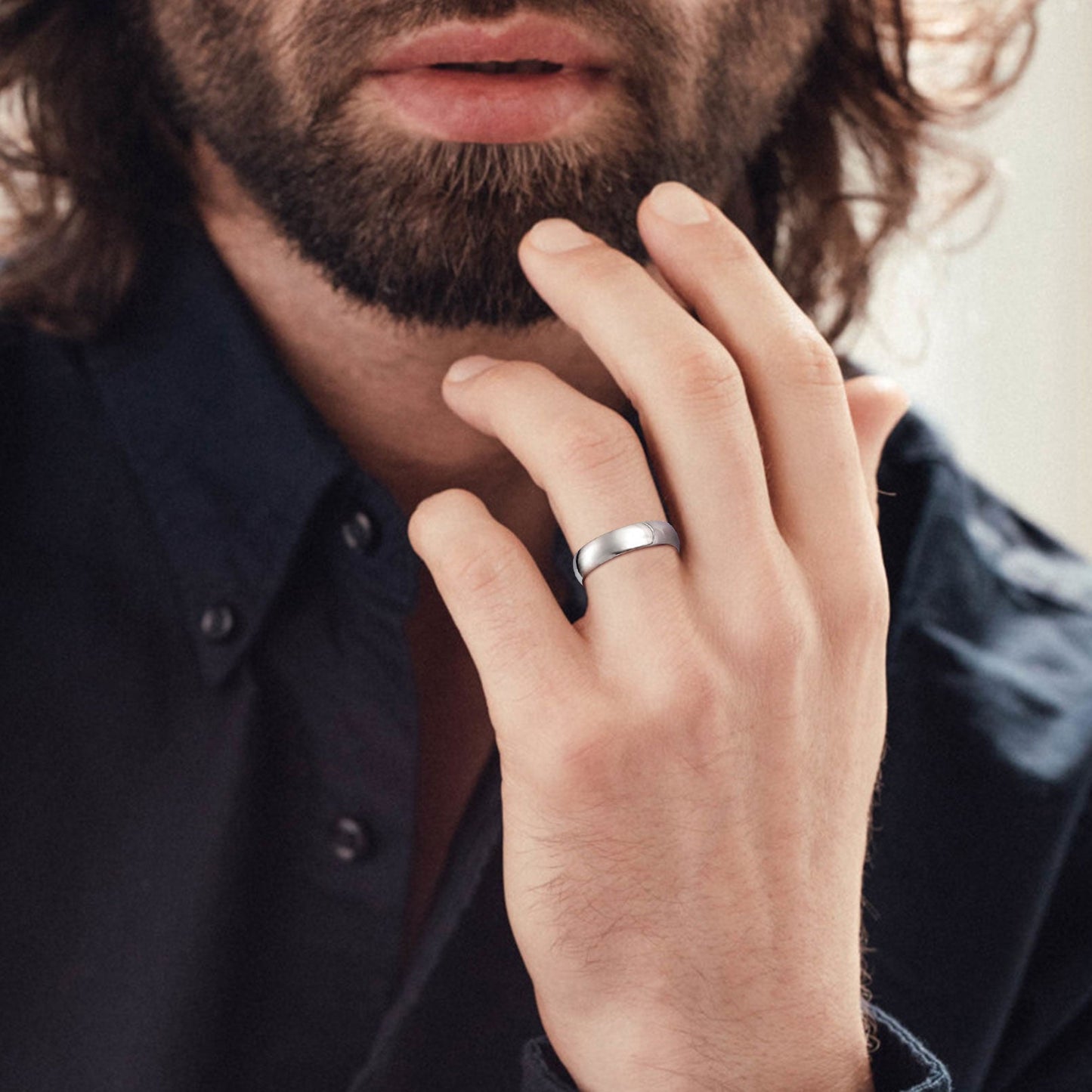 Sterling Silver Minimalist Band Ring for Couple