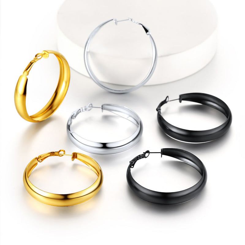 Minimalist Circle Round Huggie Hoop Earrings for , 40/60/80mm