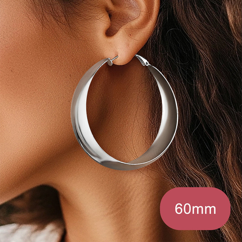 Minimalist Circle Round Huggie Hoop Earrings for , 40/60/80mm