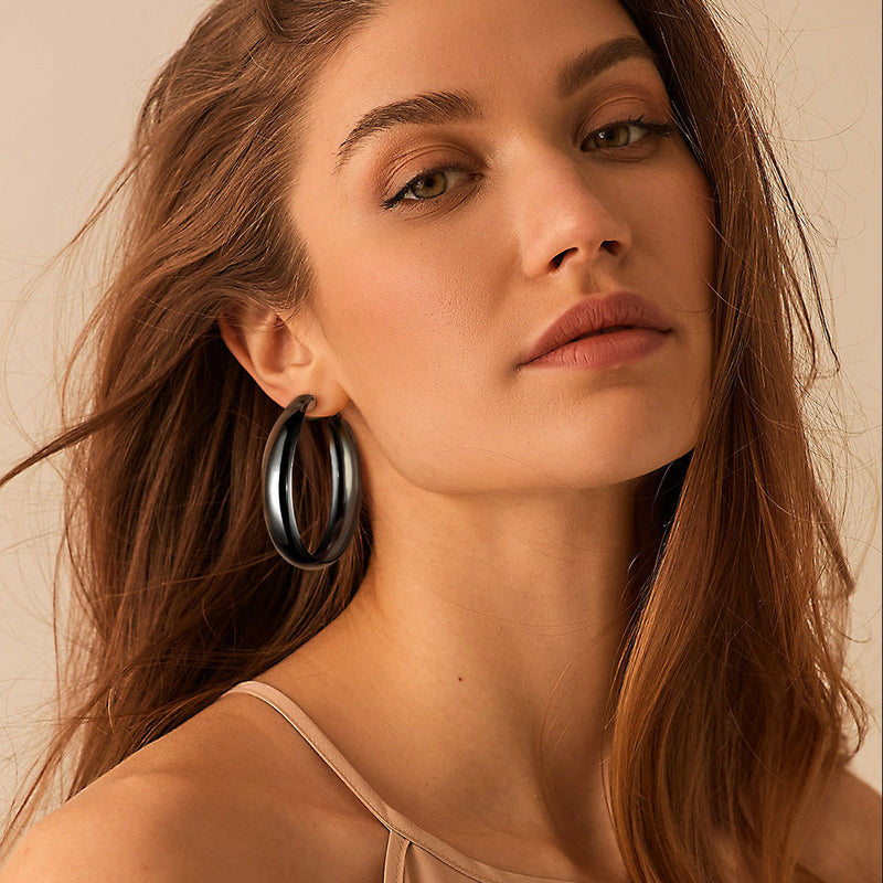 Minimalist Circle Round Huggie Hoop Earrings for , 40/60/80mm