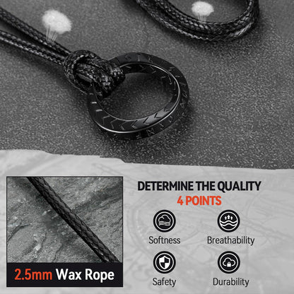Viking Mobius Circle Leather Necklace Adjustable Leather Chain for