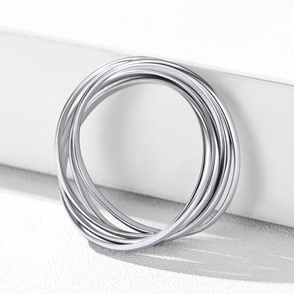 925 Sterling Silver Multi Interlocked Rolling Stackable Ring