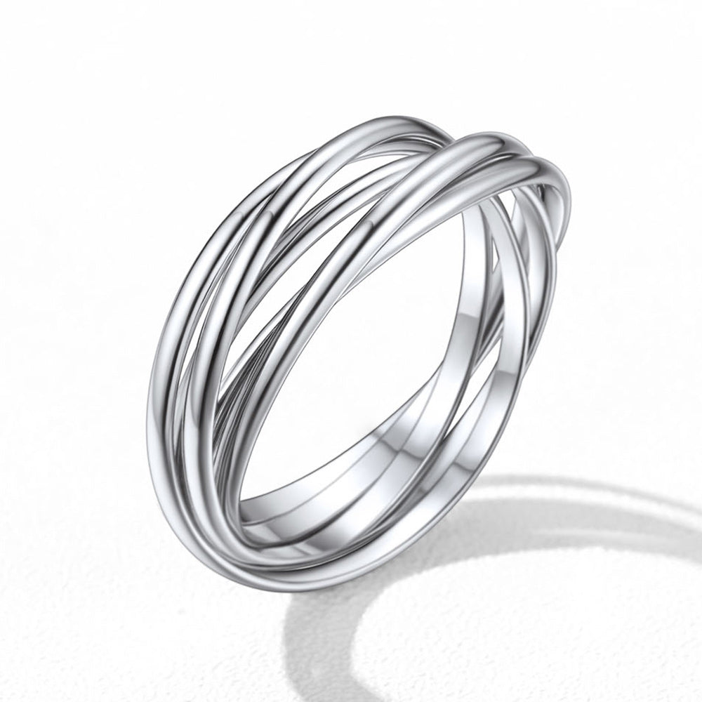 925 Sterling Silver Multi Interlocked Rolling Stackable Ring