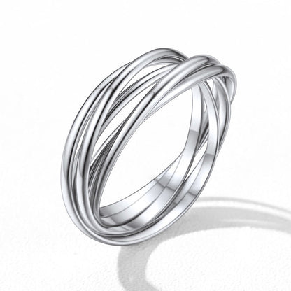 925 Sterling Silver Multi Interlocked Rolling Stackable Ring