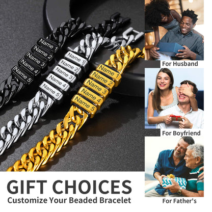Personalized Cuban Link Bracelet Engraved Name Bracelet for