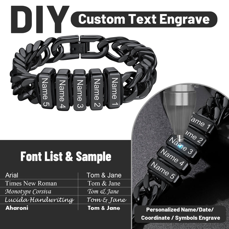 Personalized Cuban Link Bracelet Engraved Name Bracelet for
