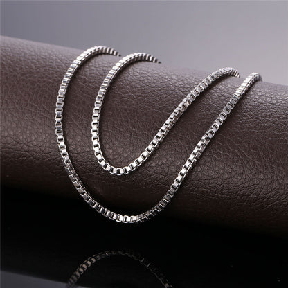 2mm Width Box Chain Link Necklace for