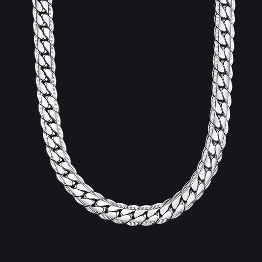 9mm Width Curb Chain Necklace for