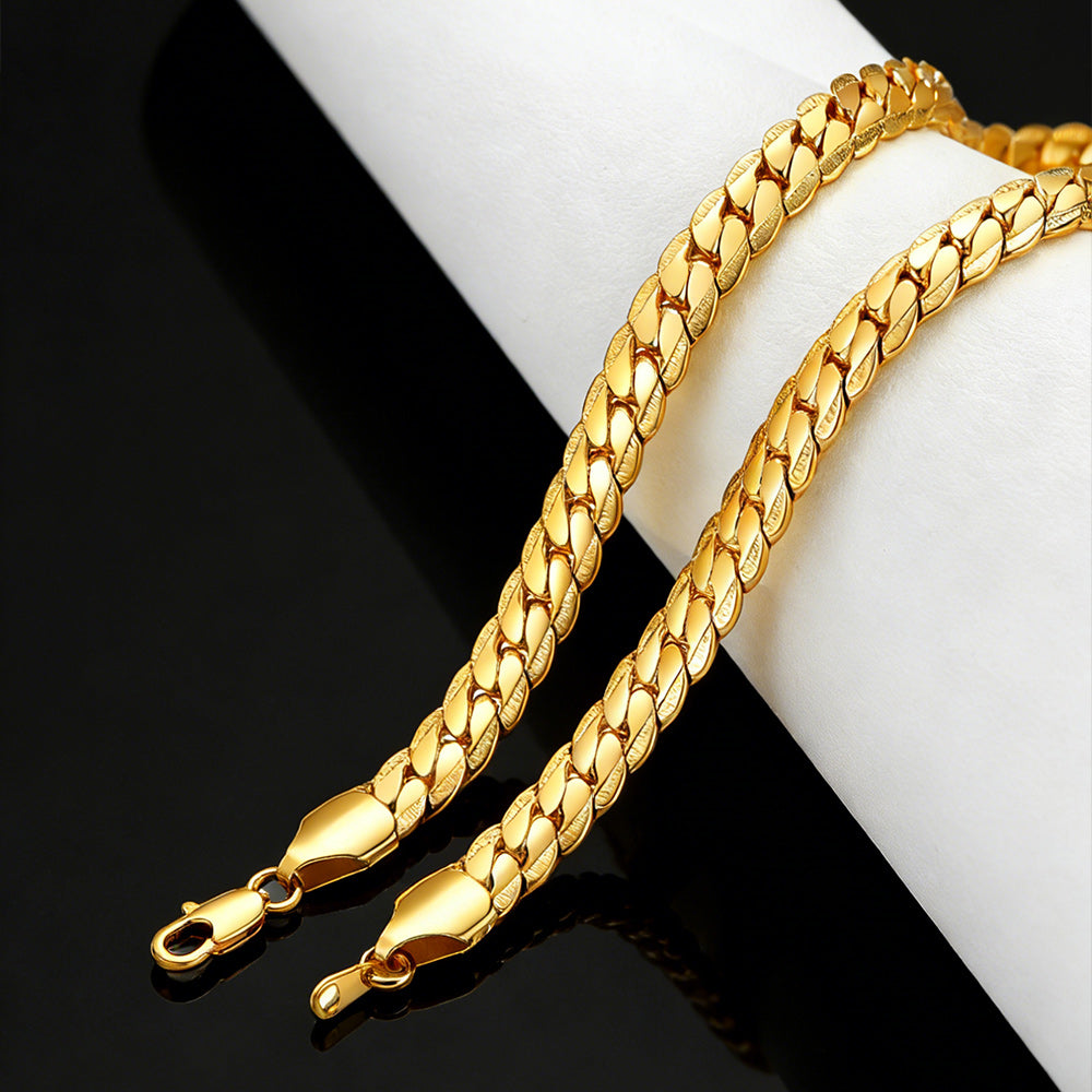 9mm Width Curb Chain Necklace for