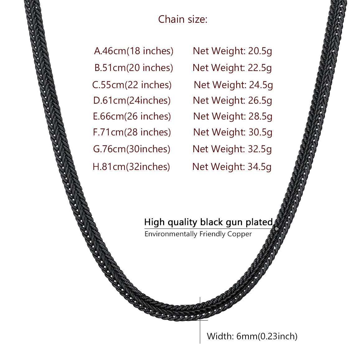 6mm Foxtail Chain Link Necklace for