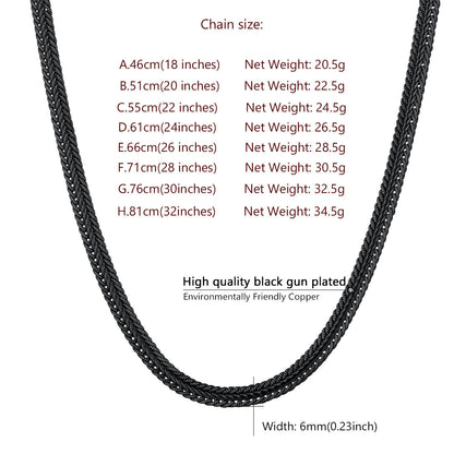 6mm Foxtail Chain Link Necklace for