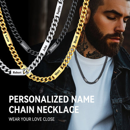 Customized Engraved Cuban Chain Name Link Necklace for