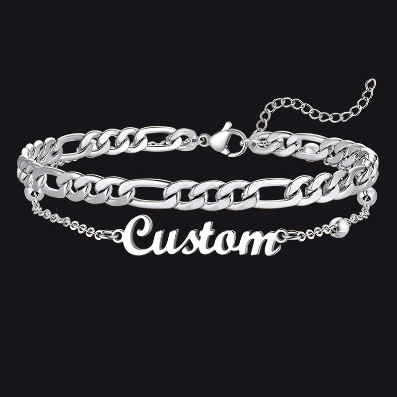 Personalised Name Figaro Chain Layered Anklet for