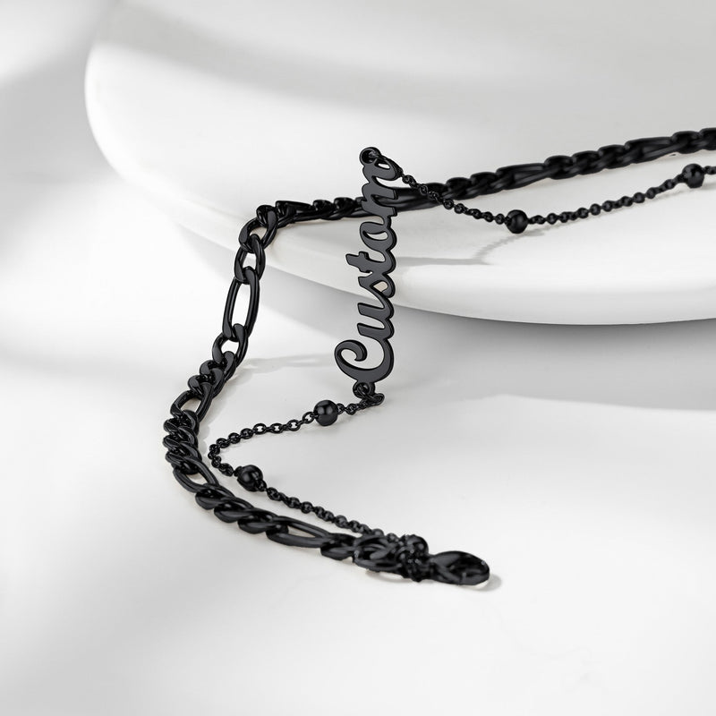 Personalised Name Figaro Chain Layered Anklet for