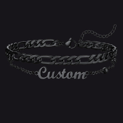 Personalised Name Figaro Chain Layered Anklet for