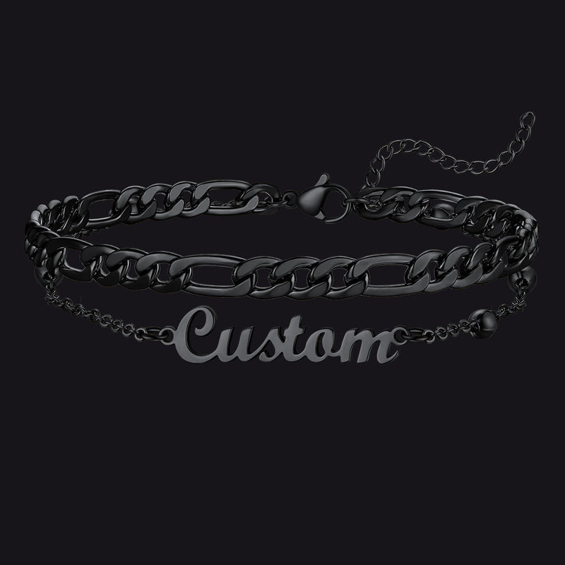 Personalised Name Figaro Chain Layered Anklet for